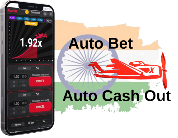 A cell phone with a Auto Bet and Auto Cash Out on it