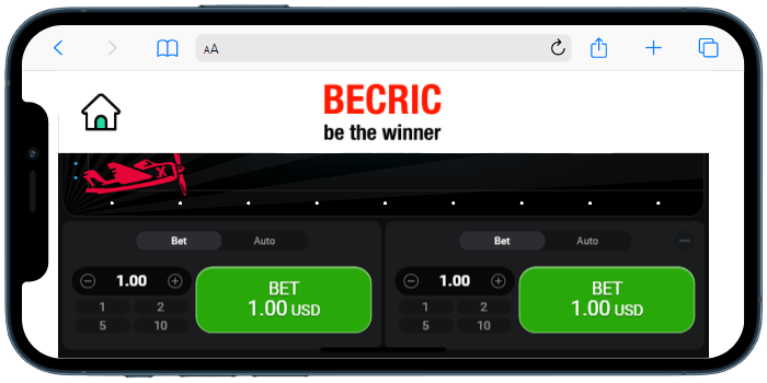 A cell phone with a becric aviator mobile application